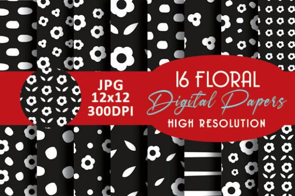 Black and White Cute Floral Patterns