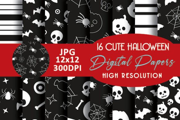 Black and White Cute Halloween Patterns