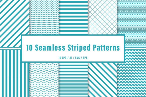 Blue Seamless Striped Patterns Set