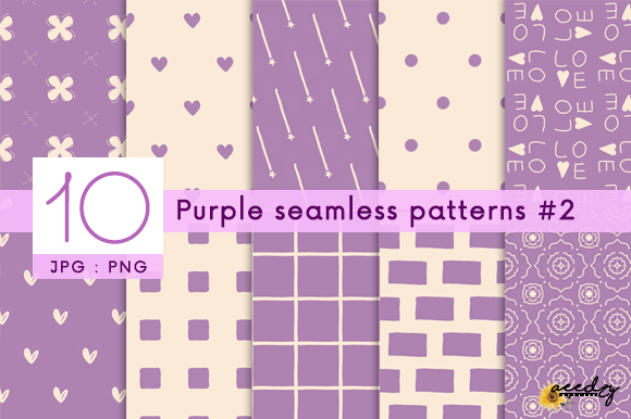 Cute Purple Seamless Patterns Set