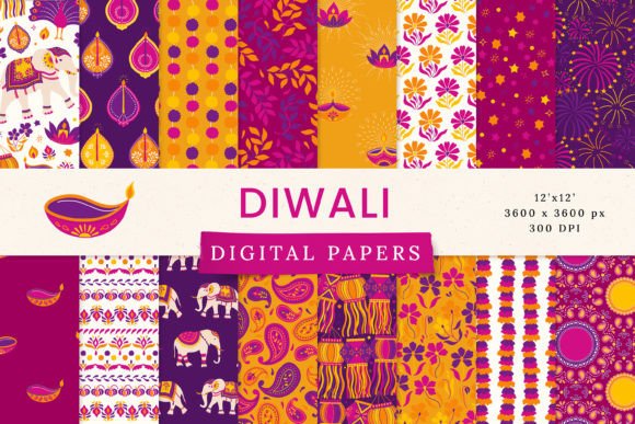 Diwali Digital Paper Seamless Patterns
