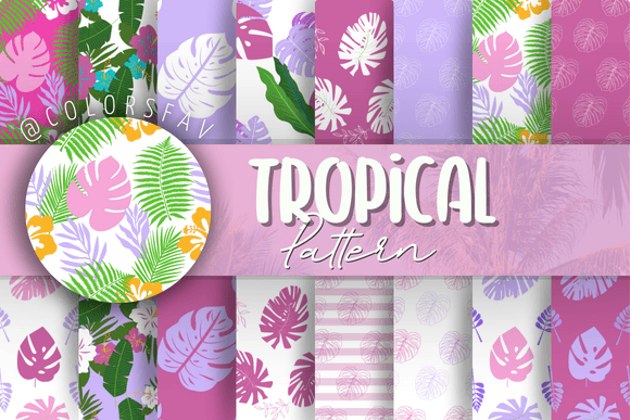 Girly Tropical Seamless Patterns Bundle