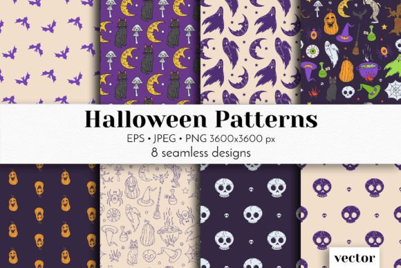 Halloween Seamless Patterns Vector