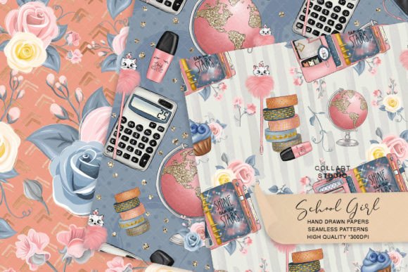 School Digital Papers, Seamless Patterns
