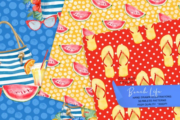 Summer Seamless Patterns, Beach Party